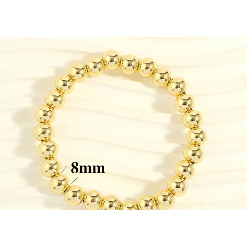 Wholesale Mother's Day 18K Gold Bead Elastic Copper Bracelet